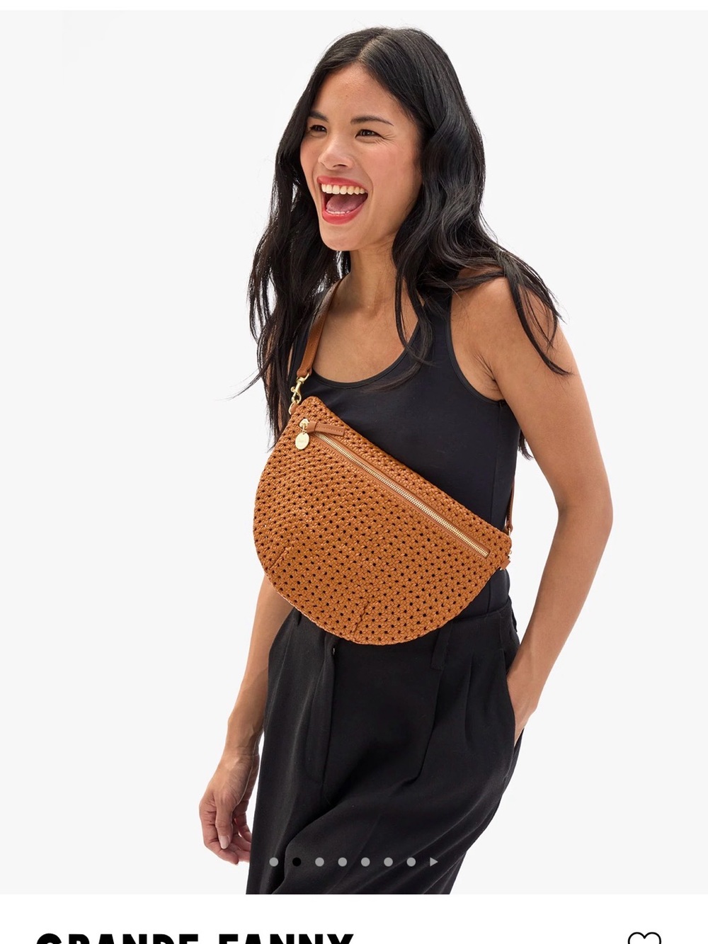 Clare V Grand Fanny Crossbody Belt Bag - Tan Rattan